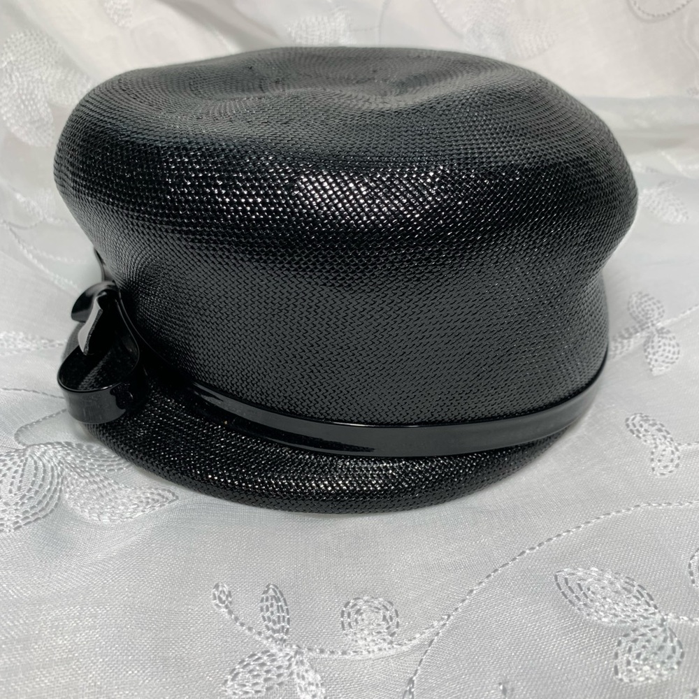 Vintage Linda Anne Black Straw Hat - Picture 5 of 8